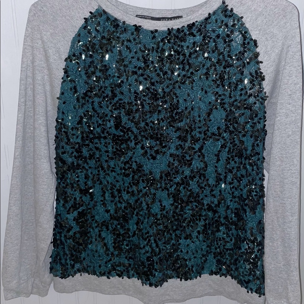 Zara Basic Sequin/lace sweater